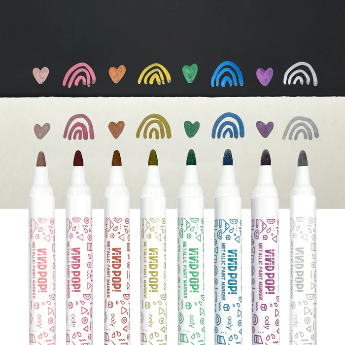 Vivid Pop! 8 Water Based Paint Markers - Metallic For Ages 8+