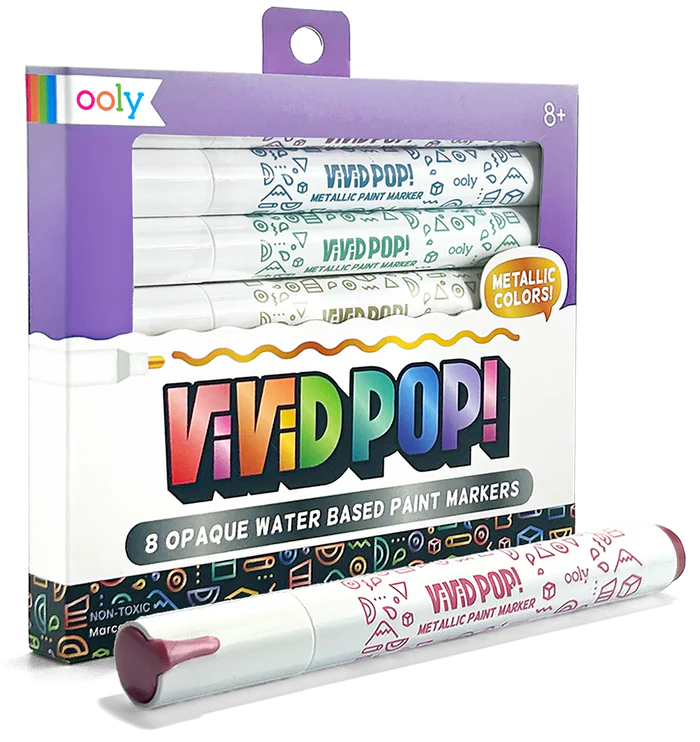 Vivid Pop! 8 Water Based Paint Markers - Metallic For Ages 8+