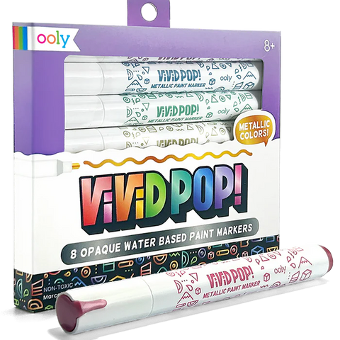 Vivid Pop! 8 Water Based Paint Markers - Metallic For Ages 8+