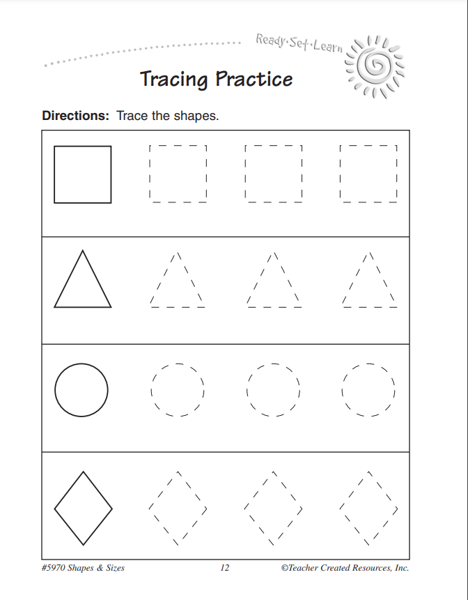 Teacher Created Resources: Kindergarten Shapes And Sizes Soft Cover Activity Book
