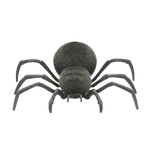 Realistic dark gray remote control spider toy with eight textured legs on transparent background