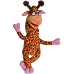 Living Puppets Smalls 21-inch giraffe hand puppet with expressive blue eyes and pink hooves