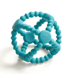 Itzy Ritzy Bitzy Ball silicone teether in teal with beaded rings and circular connectors