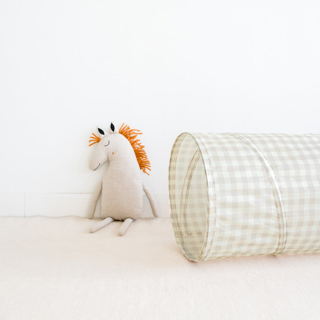 Kids Play Tunnel | Gingham Beige 3+