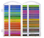 Magic Stix 36-pack washable acrylic markers displayed in open white plastic carrying case showing full color range