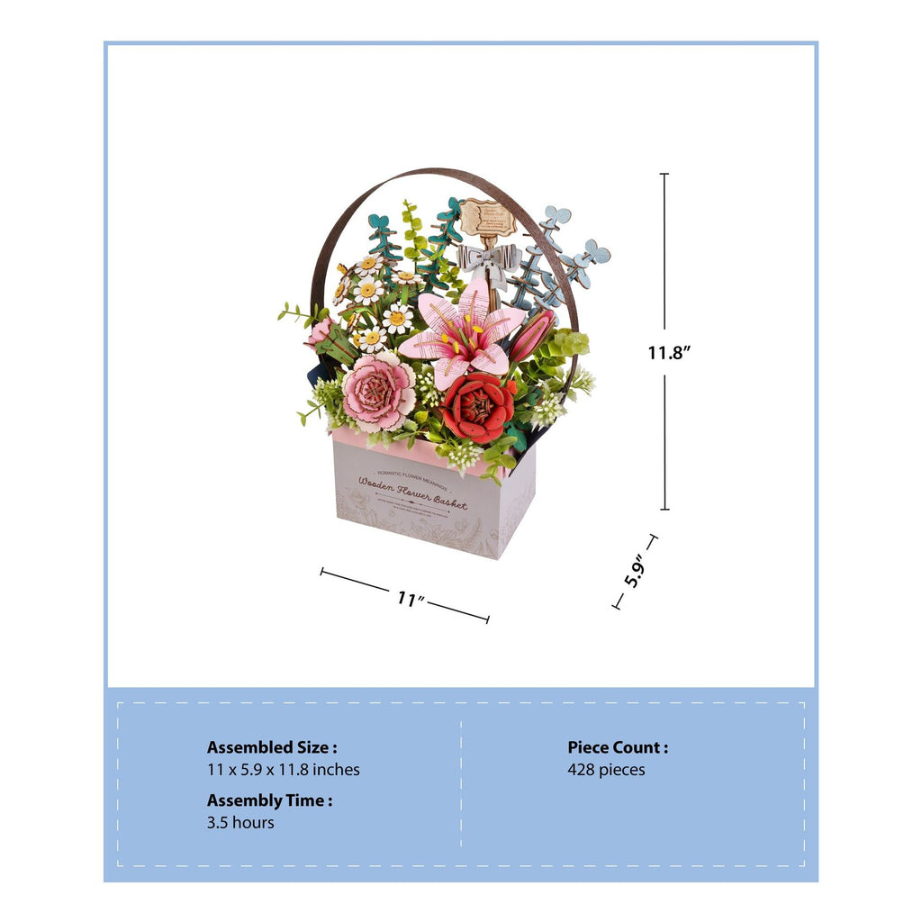 Hands Craft | Wooden Flower Puzzle Basket 12+ - CR Toys