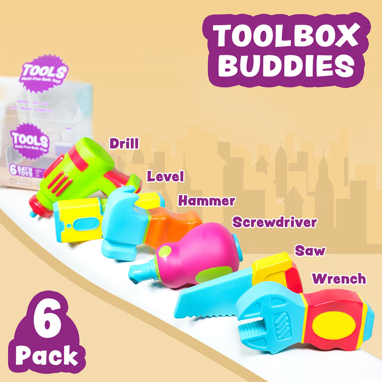 Tub Works | Tools Mold Free Bath Toys | 6 Tools | Ages 6M+ - 11