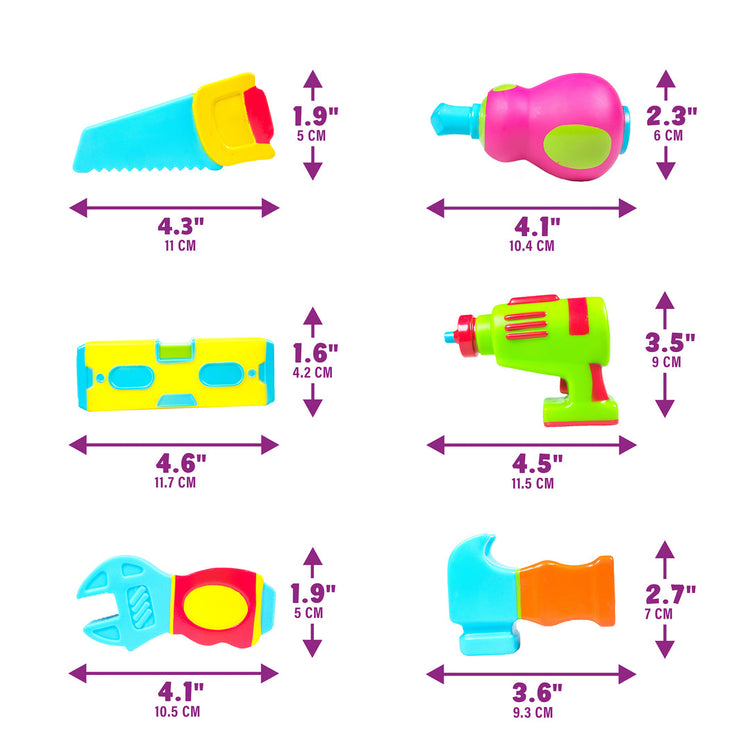 Tub Works | Tools Mold Free Bath Toys | 6 Tools | Ages 6M+ - 9