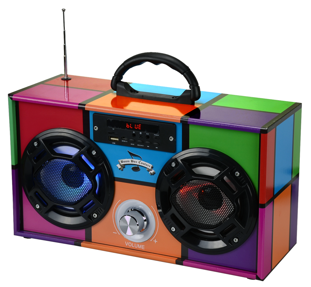 Bluetooth Fm Radio W Led Speaker Retro Boom Box For Ages 8+