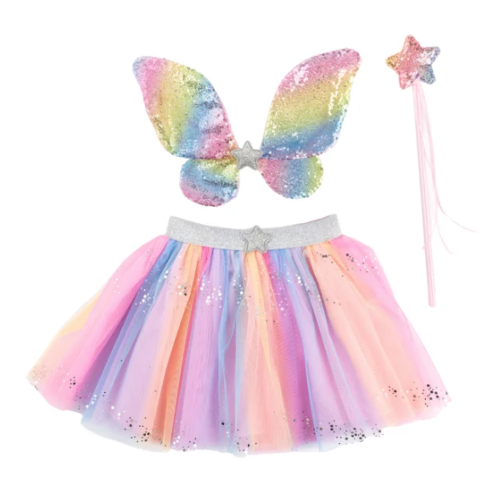 Skirt | Rainbow Sequins Skirt With Wings & Wand | Size 4-6 - 1