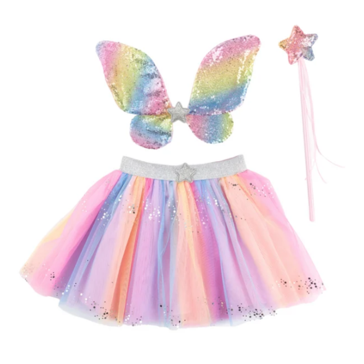 Skirt | Rainbow Sequins Skirt With Wings & Wand | Size 4-6 - 1