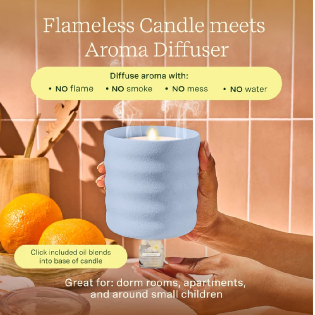 Lifelines Flameless Candle Diffuser | Bubble Periwinkle w/ Very Vanilla Essential Oil Scent - 2