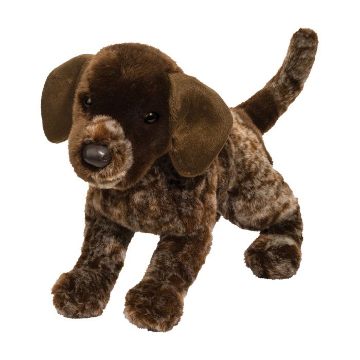 Douglas Wolfgang Pointer stuffed animal plush dog toy in brown ticked coat standing pose