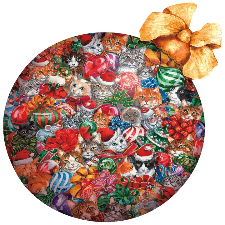 Cat Christmas Ornament Shaped Puzzle 750pc