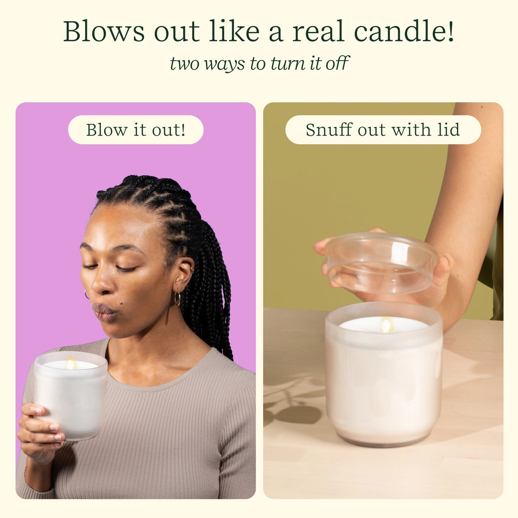 Lifelines Flameless Candle Diffuser | Frosted Glass Cream w/ Jasmine Scent - 5