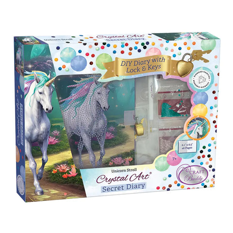 Crystal Art Secret Diary Kit: Unicorn Stroll