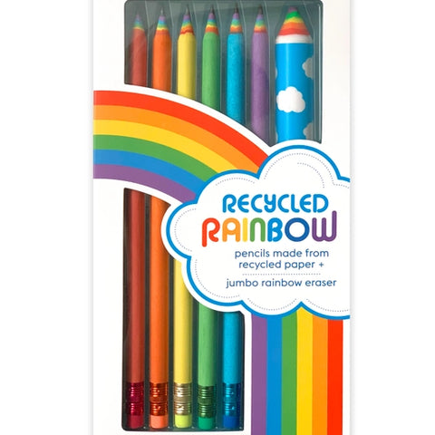 Recycled Rainbow Pencil & Eraser Set For Ages 5+