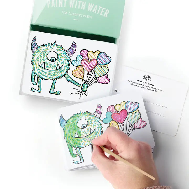 Paint With Water Valentine Cards- Monster Ages 4+