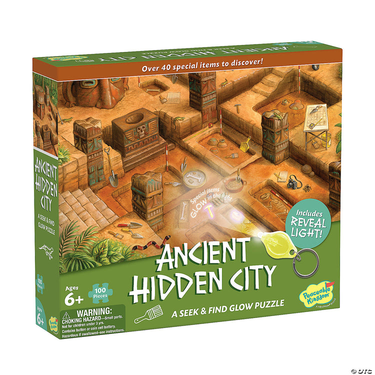 Seek & Find Glow Puzzle: Ancient Hidden City 100pc Puzzle for Ages 6+