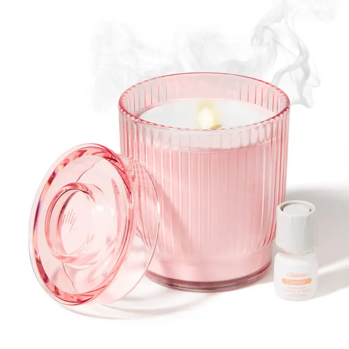 Lifelines Flameless Candle Diffuser | Blush Pink w/ Vanilla Tangerine Essential Oil Scent - 5