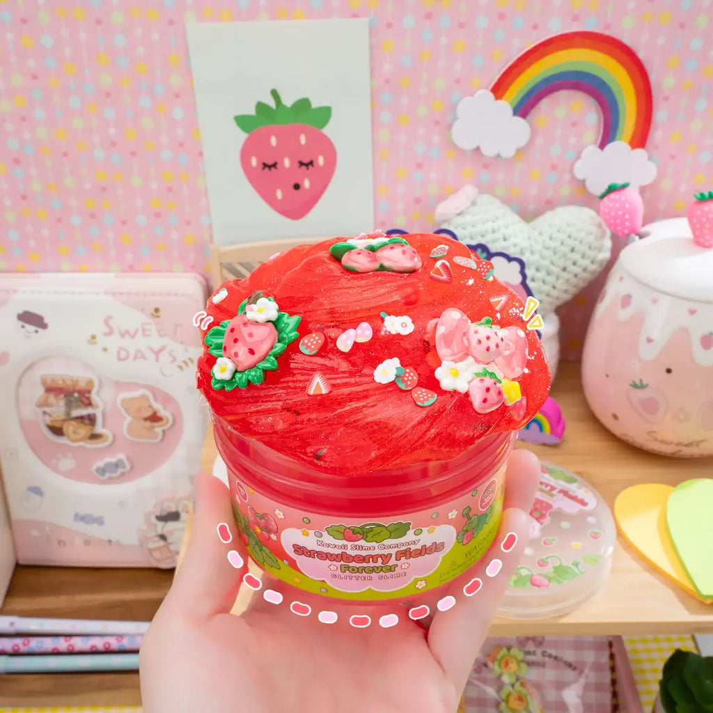 Kawaii Slime | Strawberry Fields Forever Strawberry Scented Glitter Slime - 3