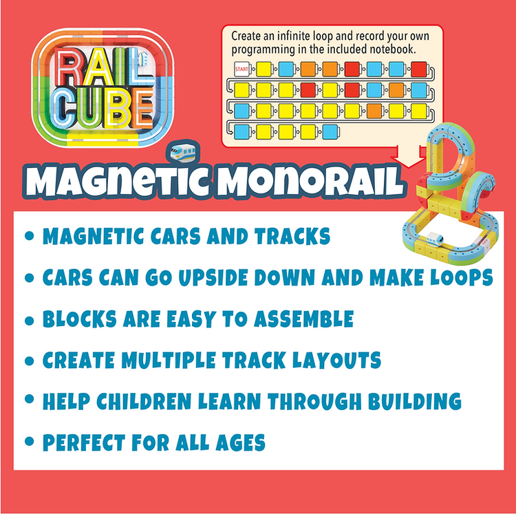 Rail Cube Magnetic Monorail Deluxe Block Set