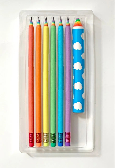 Recycled Rainbow Pencil & Eraser Set For Ages 5+