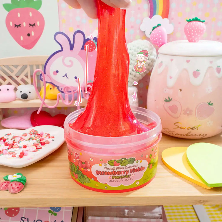 Kawaii Slime | Strawberry Fields Forever Strawberry Scented Glitter Slime - 6