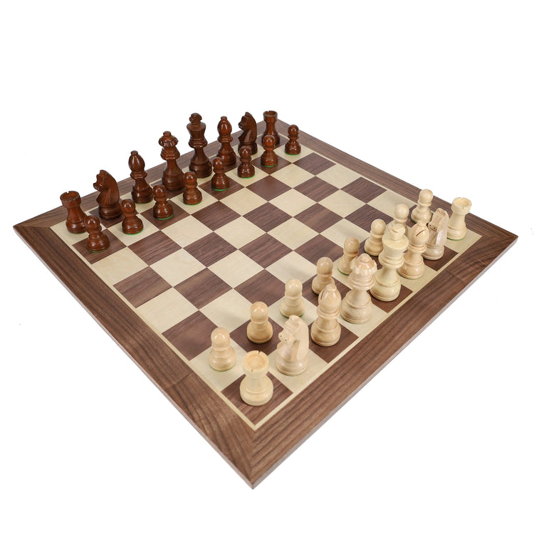 Chess | French Staunton | Weighted Pieces & Walnut Board | 14.75 Inch Game - 2