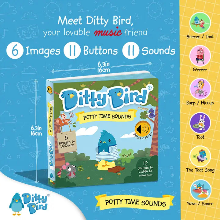 Ditty Bird Potty Time Sounds Board Book For Age 1+