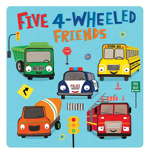 Five 4-Wheeled Friends Touchy-Feely Sound Board Book
