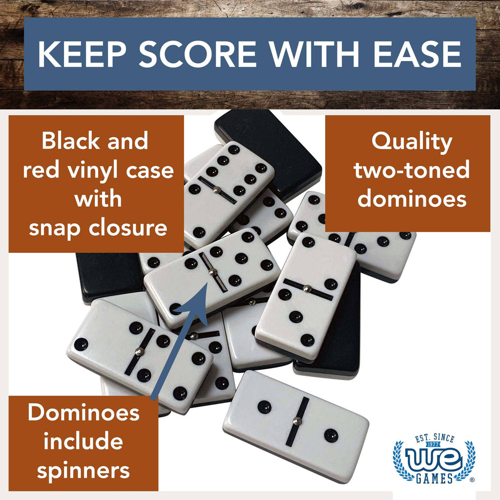 Dominoes | Double 6 | Black & White | Club Size Game - 7