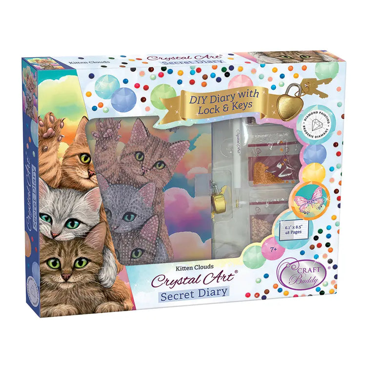 Crystal Art Secret Diary Kit: Kitten Clouds CA-61182