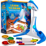 Blue Marble Learn to Draw Projector with marker set, slide discs, and dragon drawing example