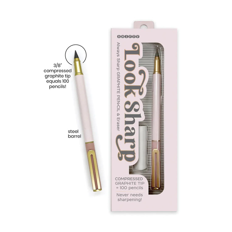 Look Sharp Pencil & Eraser Set - Blush