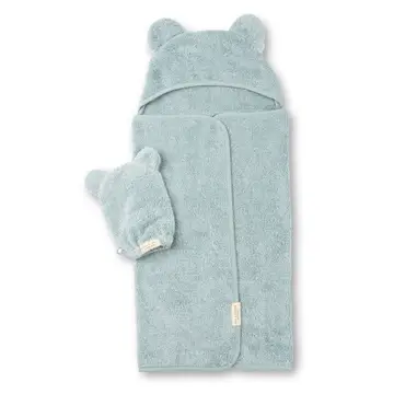 Hooded Towel And Wash Mitt Set | Fog - 1