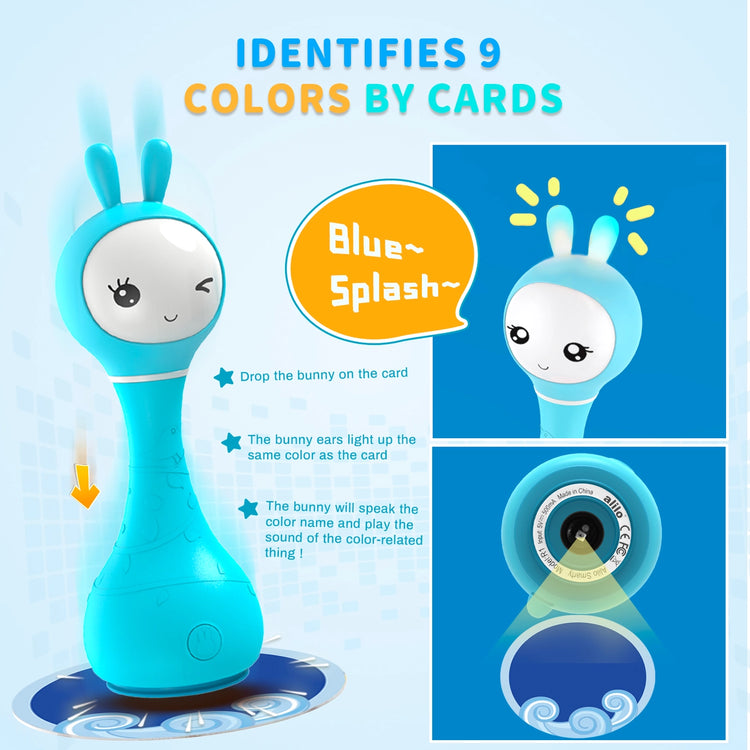Smarty Bunny Sensory Toy w/Music, Lights & Teether | Blue - 4