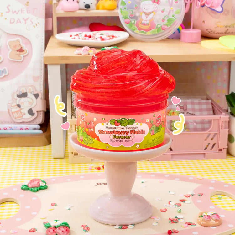 Kawaii Slime | Strawberry Fields Forever Strawberry Scented Glitter Slime - 8