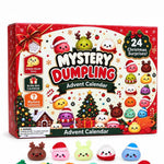 Mystery Dumpling Advent Calendar box with 24 surprise stress-relief dumpling toys displayed