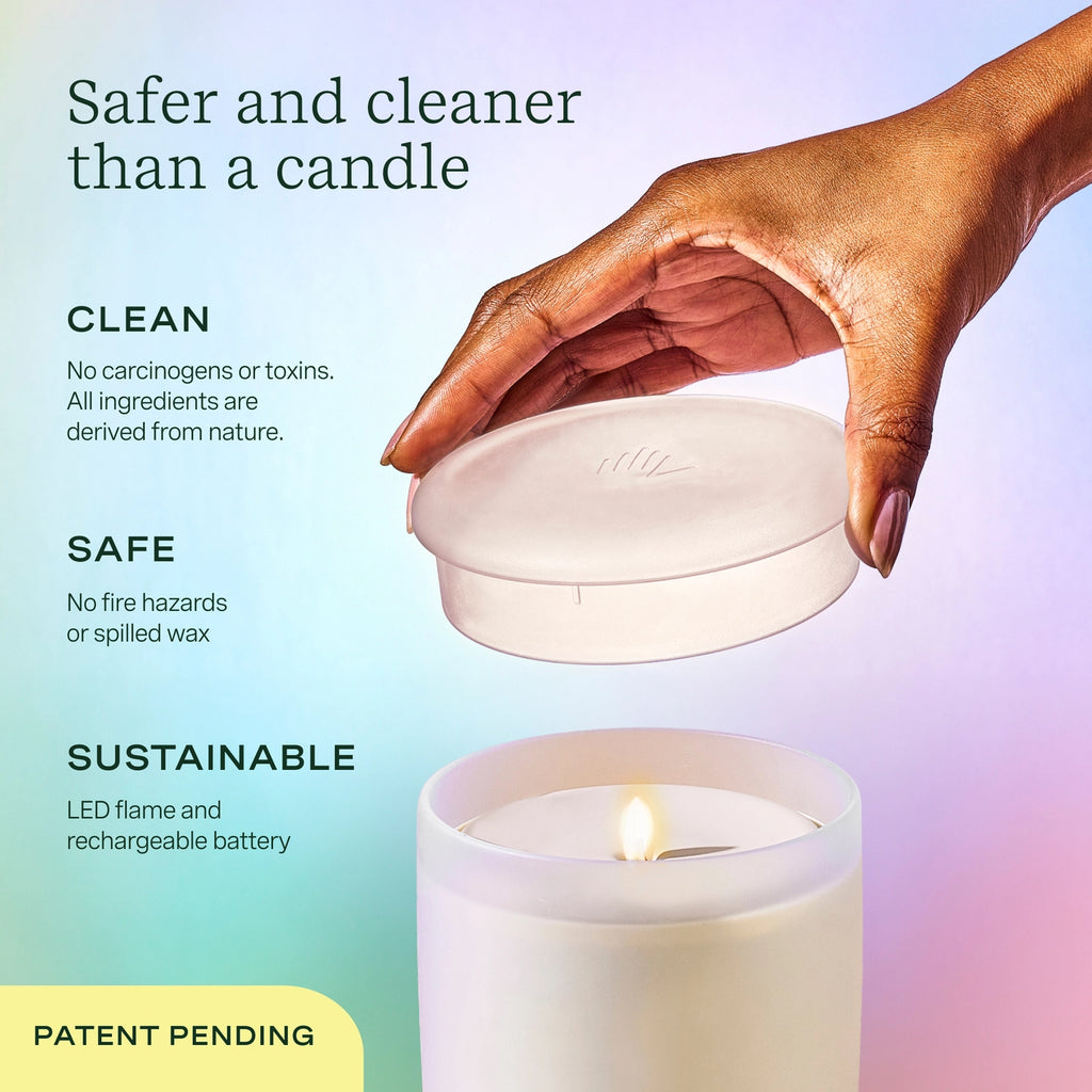 Lifelines Flameless Candle Diffuser | Frosted Glass Cream w/ Jasmine Scent - 3