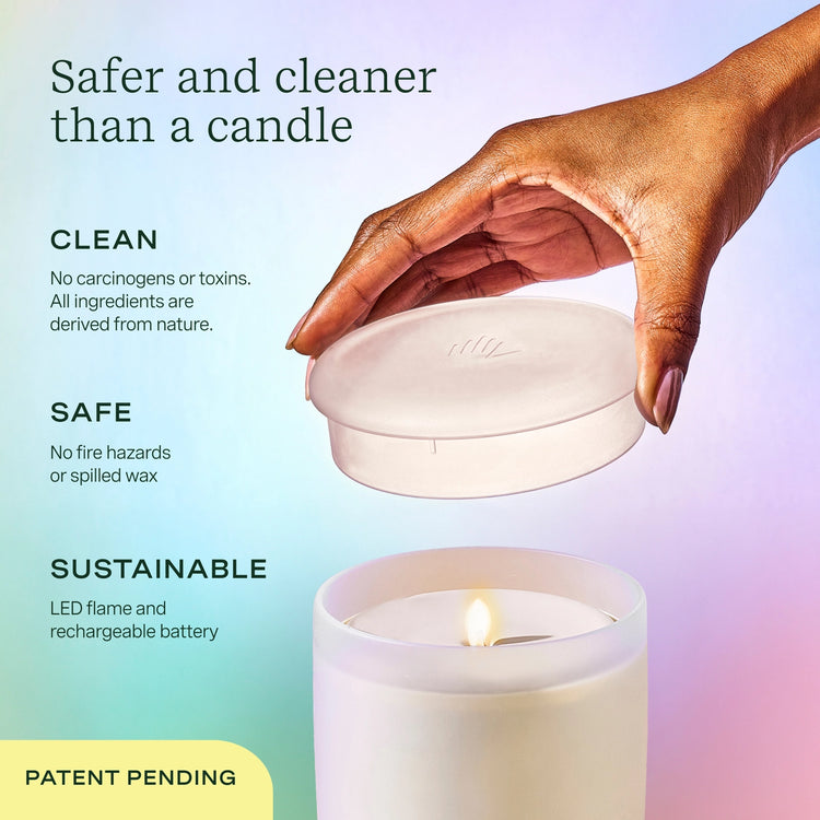 Lifelines Flameless Candle Diffuser | Frosted Glass Cream w/ Jasmine Scent - 3