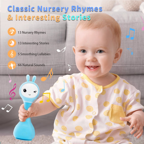 Smarty Bunny Sensory Toy w/Music, Lights & Teether | Blue - 1
