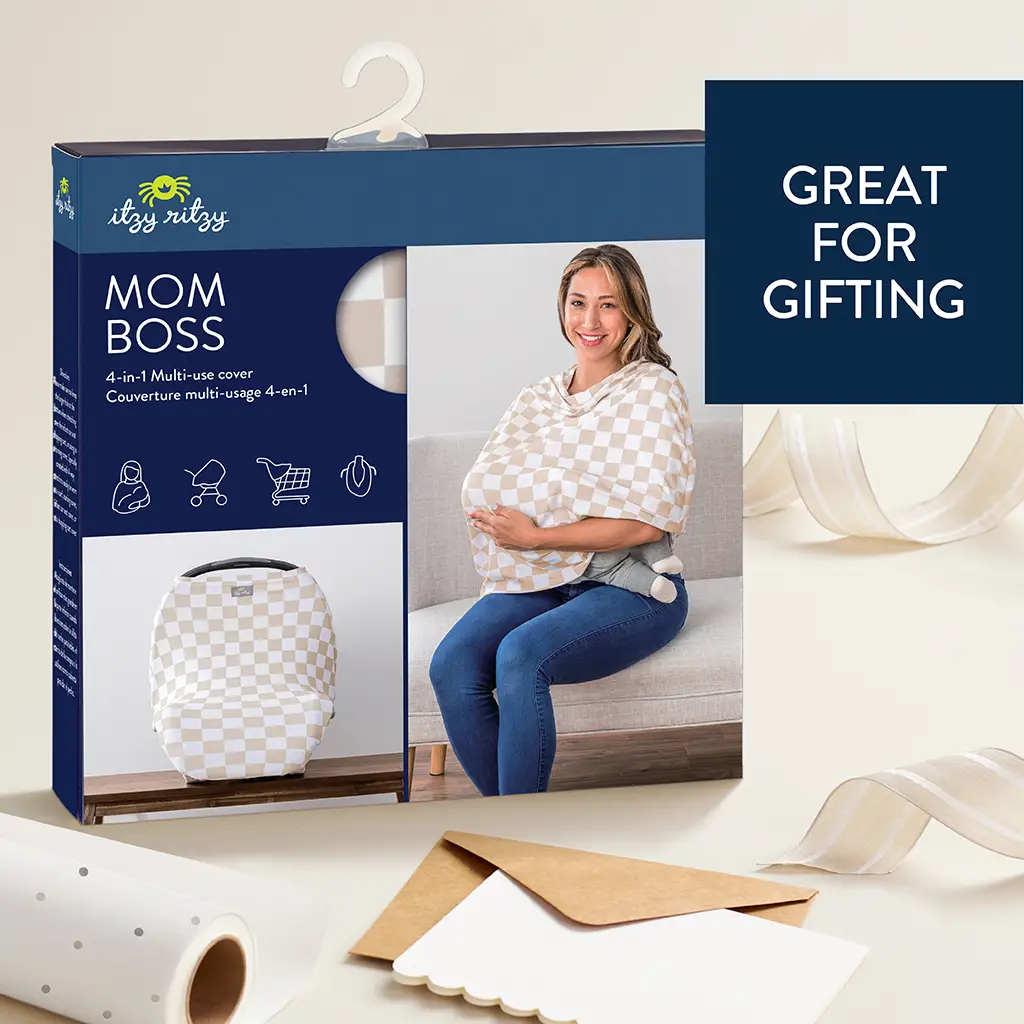 Nursing Cover | Taupe Checkerboard Mom Boss 4-in-1 - 1