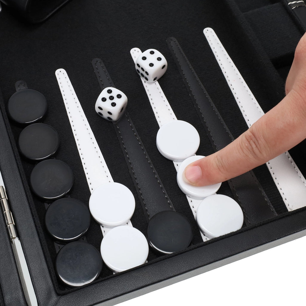Backgammon | Leatherette Set | Black Stripe Game - 5