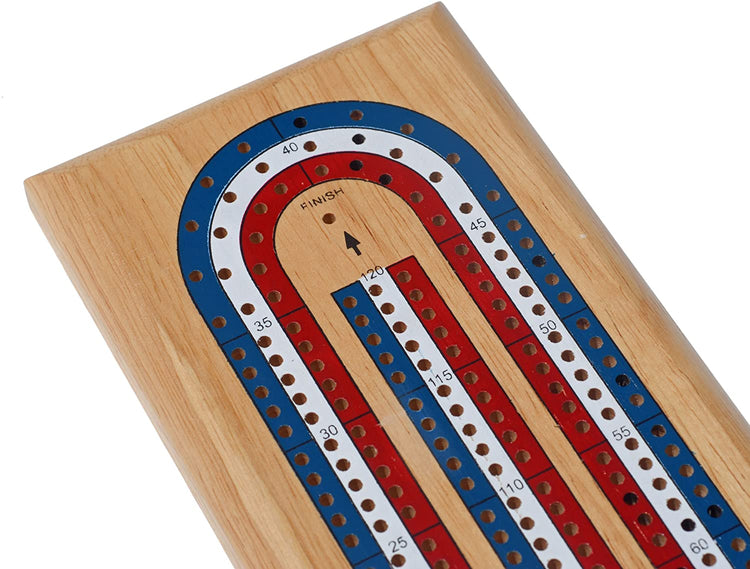 Cribbage Board | Tricolor 3 Track Game | Metal Pegs - 2