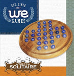 Solitaire | Wood Board & Blue Glass Marbles | 9 Inch Game - 8