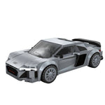 Cadfi LEGO-style Audi R8 Coupe building block toy car in silver gray 1:24 scale