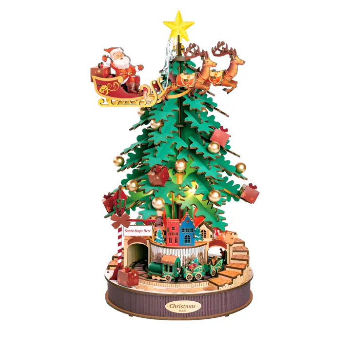 Hands Craft | 3D Wooden Puzzle Music Box Christmas Melody Tree 14+