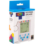 Tetris Keyring Arcade Game in blue and white retail packaging with miniature handheld device shown