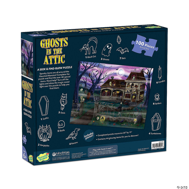 Seek & Find Glow Puzzle: Ghost In The Attic 100pc Puzzle for Ages 6+